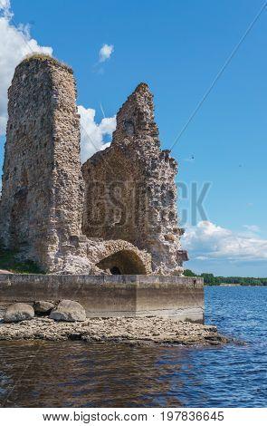 Ruins of the castle in Koknese in Latvia.July 2017