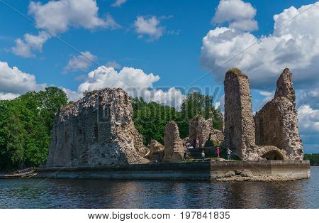 Ruins of the castle in Koknese in Latvia.July 2017