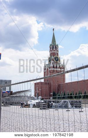 Kremlin Clock Tower, With A Red Star On The Tower