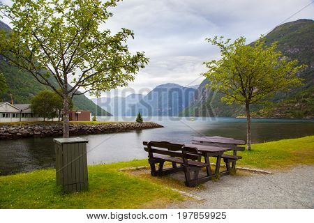 Hellesylt village near Geiranger fjord, Norway
