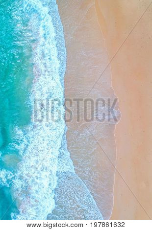 Sea aerial viewTop viewamazing nature background.The color of the water and beautifully bright.Azure beach with rocky mountains and clear water of Thailand ocean at sunny day.