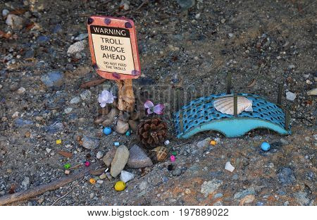 Aliso Summit fairy trail troll bridge ahead