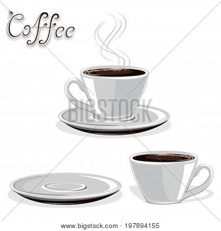Coffee mug. Realistic colored vector illustration. set