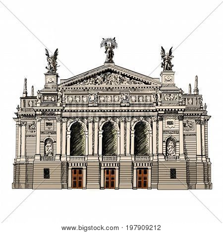 Drawing of Lviv Theatre of Opera and Ballet.