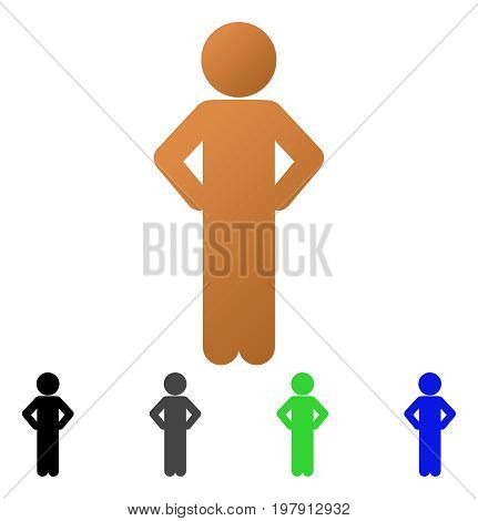 Child Akimbo flat vector illustration. Colored child akimbo gradient, gray, black, blue, green pictogram versions. Flat icon style for graphic design.