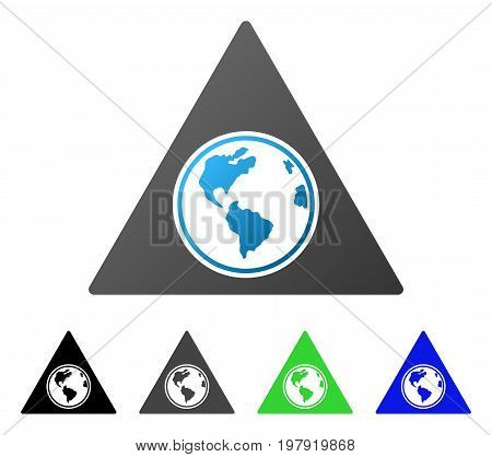 Terra Triangle flat vector pictograph. Colored terra triangle gradiented, gray, black, blue, green icon variants. Flat icon style for application design.