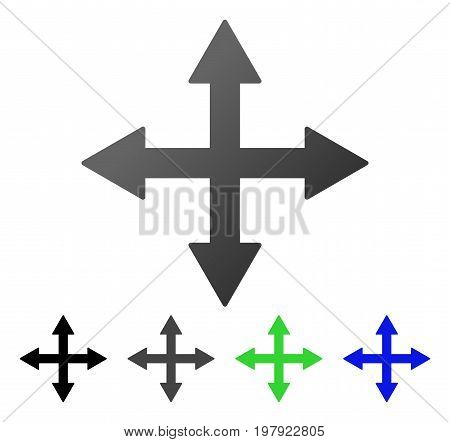 Quadro Arrows flat vector illustration. Colored quadro arrows gradient, gray, black, blue, green pictogram versions. Flat icon style for web design.