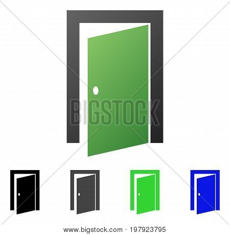 Door flat vector pictogram. Colored door gradient, gray, black, blue, green icon variants. Flat icon style for web design.