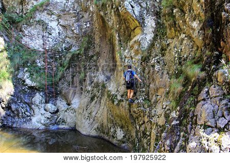 Canyoning - Young man in the canyon