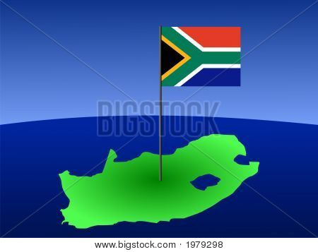 Karte von Südafrika mit Flagge