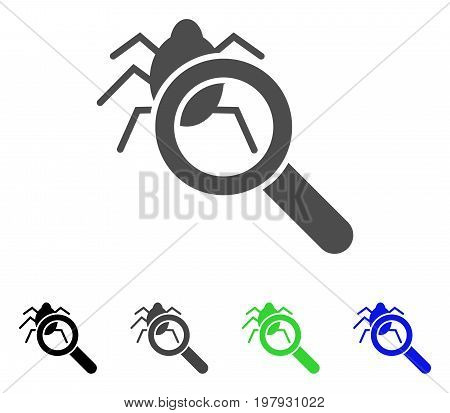 Debugger Explorer flat vector illustration. Colored debugger explorer, gray, black, blue, green icon variants. Flat icon style for web design.
