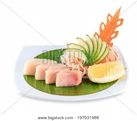 Sashimi Plate Isolated On White Background With Clipping Path