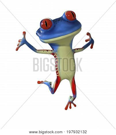 3d illustration of a blue cartoon tree frog.