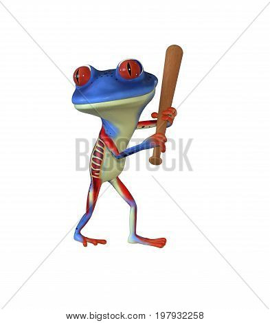 3d illustration of a blue cartoon tree frog.