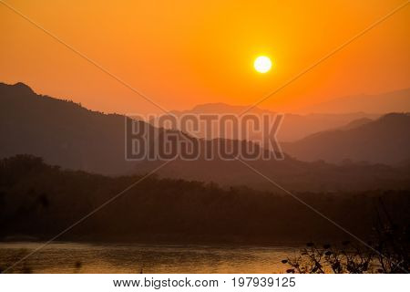Mount Phou Si Temple Sunset