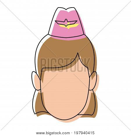 wwoman stewardess face employee worker person character vector illustration