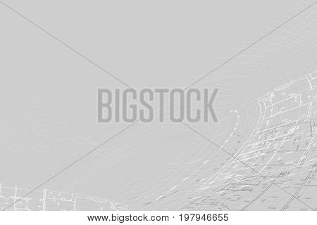 Part of abstract architectural project on the gray background