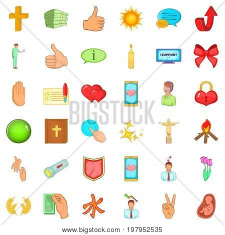 Care help icons set. Cartoon style of 36 care help vector icons for web isolated on white background
