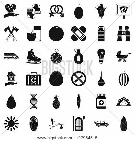 Child health icons set. Simple style of 36 child health vector icons for web isolated on white background