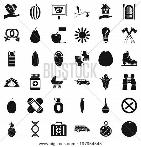 Child care icons set. Simple style of 36 child care vector icons for web isolated on white background