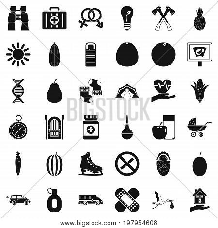 Children health icons set. Simple style of 36 children health vector icons for web isolated on white background