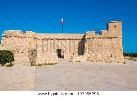 A Fortress In The City Of L'ametlla De Mar, Tarragona, Catalunya, Spain. Copy Space For Text.