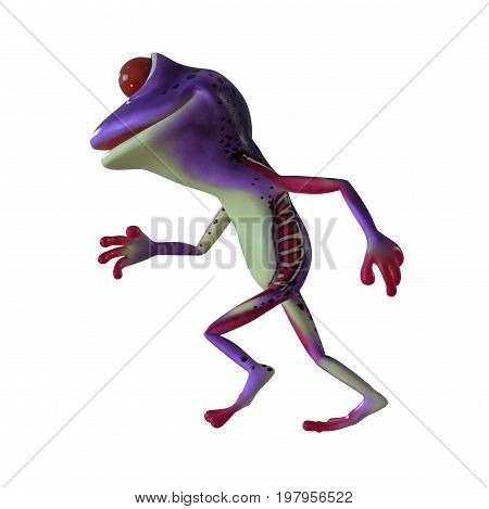 3d illustration of a purple cartoon tree frog.
