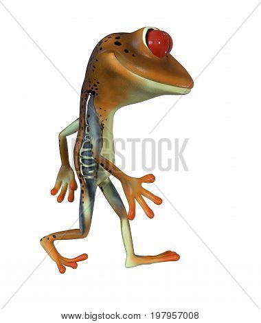 3d illustration of a green cartoon tree frog.