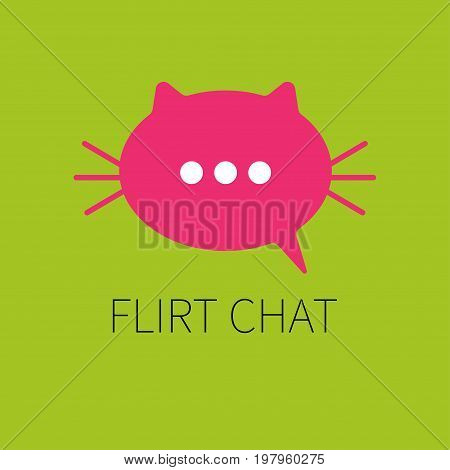 Icon flirt chat. Logo of dating site. Pink bubble in form of cats head. Vector illustration