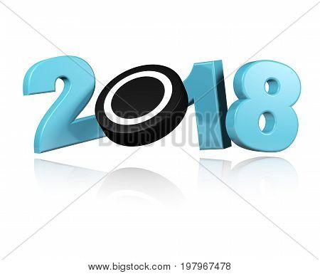 3D illustration of Ice Hockey 2018 Design with a white Background