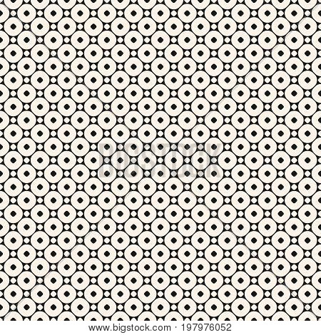 Vector seamless pattern with small circles. Simple modern geometric abstract background. Funky monochrome texture. Subtle circular lattice. Design element for prints, decoration ,fabric, covers, web.