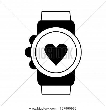 heart rate wrist monitor icon image vector illustration design  black and white
