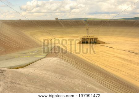 Empty Upper Dam Of The Pumping Hydroelectric Power Plant In The Czech Republic