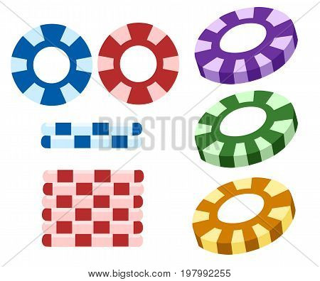 illustration of set of casino icons on isolated white background Web site page and mobile app design vector illustration