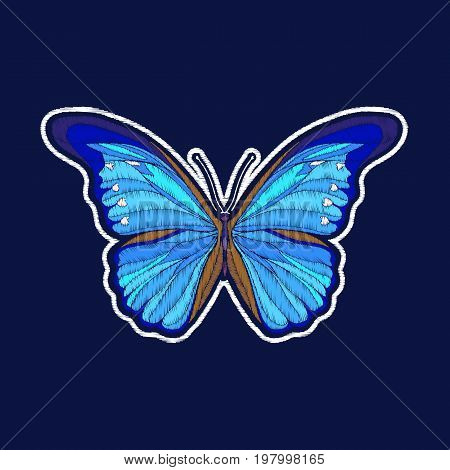 Butterfly. Embroidery. fachion patch badges Vector illustration