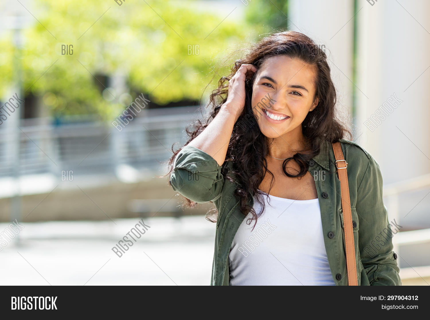 Excited Young Millennial Modern Hipster Style Girl Walking Smiling