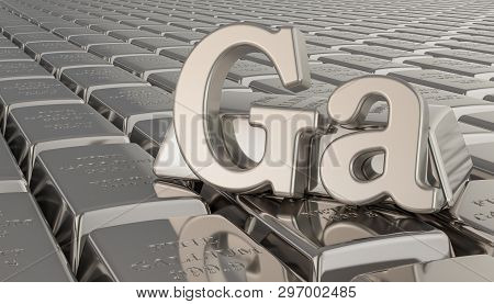 Gallium Ingots Background With Ga Symbol. 3d Rendering