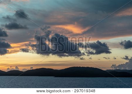 Thursday Island, Australia - February 20, 2019: Pre-sunrise Shot Over Torres Strait Islands Archipel