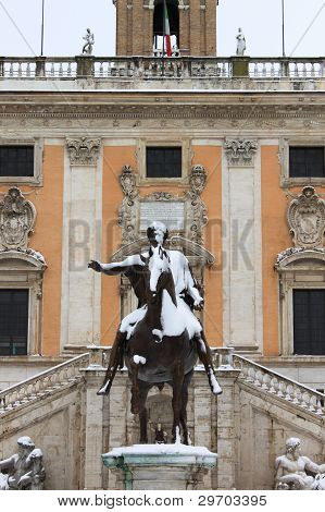 Campidoglio pladsen under sneen