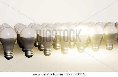 Modern Led Lamp Isolated 3d, Eco Energy Concept, Close Up