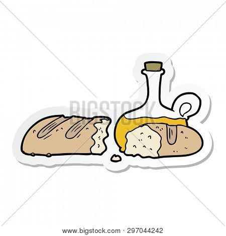 sticker of a bread and oil cartoon