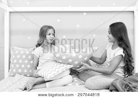 Girls Sleepover Party Ideas. Soulmates Girls Having Fun Sleepover Party. Girls Happy Friends With Cu