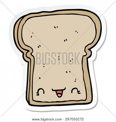 sticker of a cute cartoon slice of bread