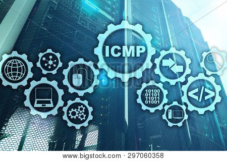 Icmp. Internet Control Message Protocol. Network Concept. Server Room On Background.