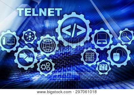 Teletype Network Protocol. Telnet Virtual Terminal Client. Internet And Network Concept. Telnet.