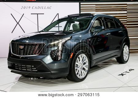 NEW YORK, NY, USA - APRIL 17, 2019: Cadillac XT4  at the New York International Auto Show 2019, at the Jacob Javits Center. This was Press Preview Day One of NYIAS