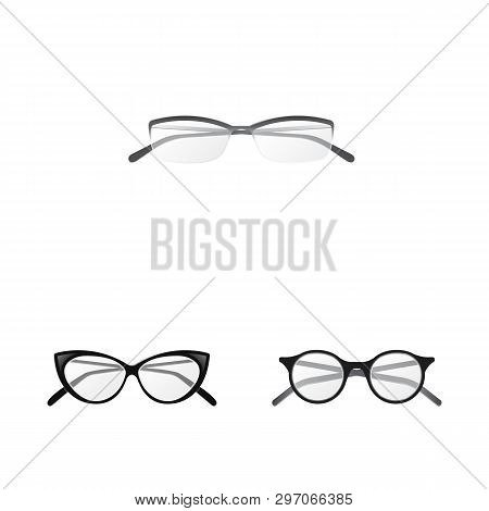 Vector Illustration Of Glasses And Frame Logo. Set Of Glasses And Accessory Stock Symbol For Web.