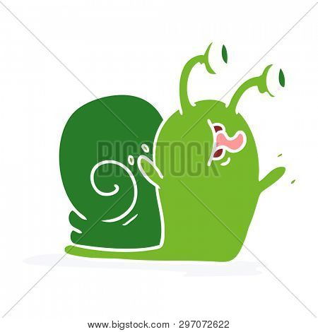 freehand drawn cartoon of a slimy snail