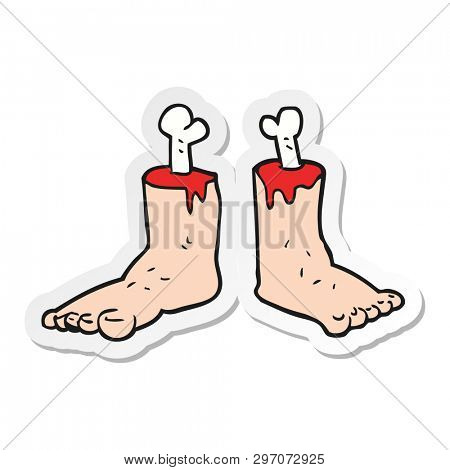 sticker of a cartoon gross severed feet
