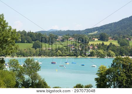 A View Of Lake Tegernsee In Germany On A Summer Day
